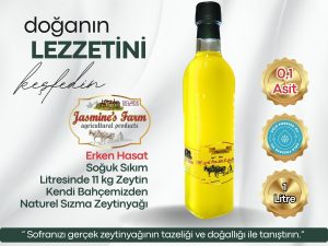 Jasmine’s Farm Naturel Sızma Zeytinyağı – 0,1 Asit, 224 mg/kg Polifenol, Soğuk Sıkım, Premium