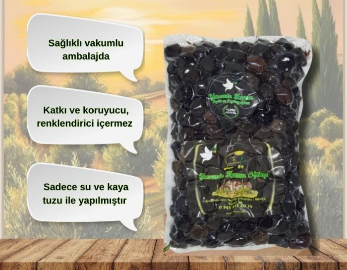 Yasemin Hanım Çiftliği Gemlik Tipi Doğal Siyah Zeytin 3x1000 Gr - Görsel 2
