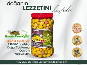 Taş Kırma Yeşil Zeytin – Edremit Tipi S Boy – 1 Kg (291–320 adet/kg)