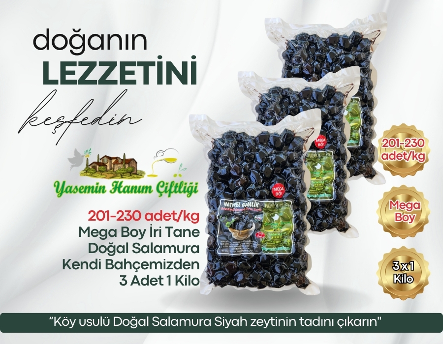 “Köy usulü Doğal Salamura Siyah zeytinin tadını çıkarın"